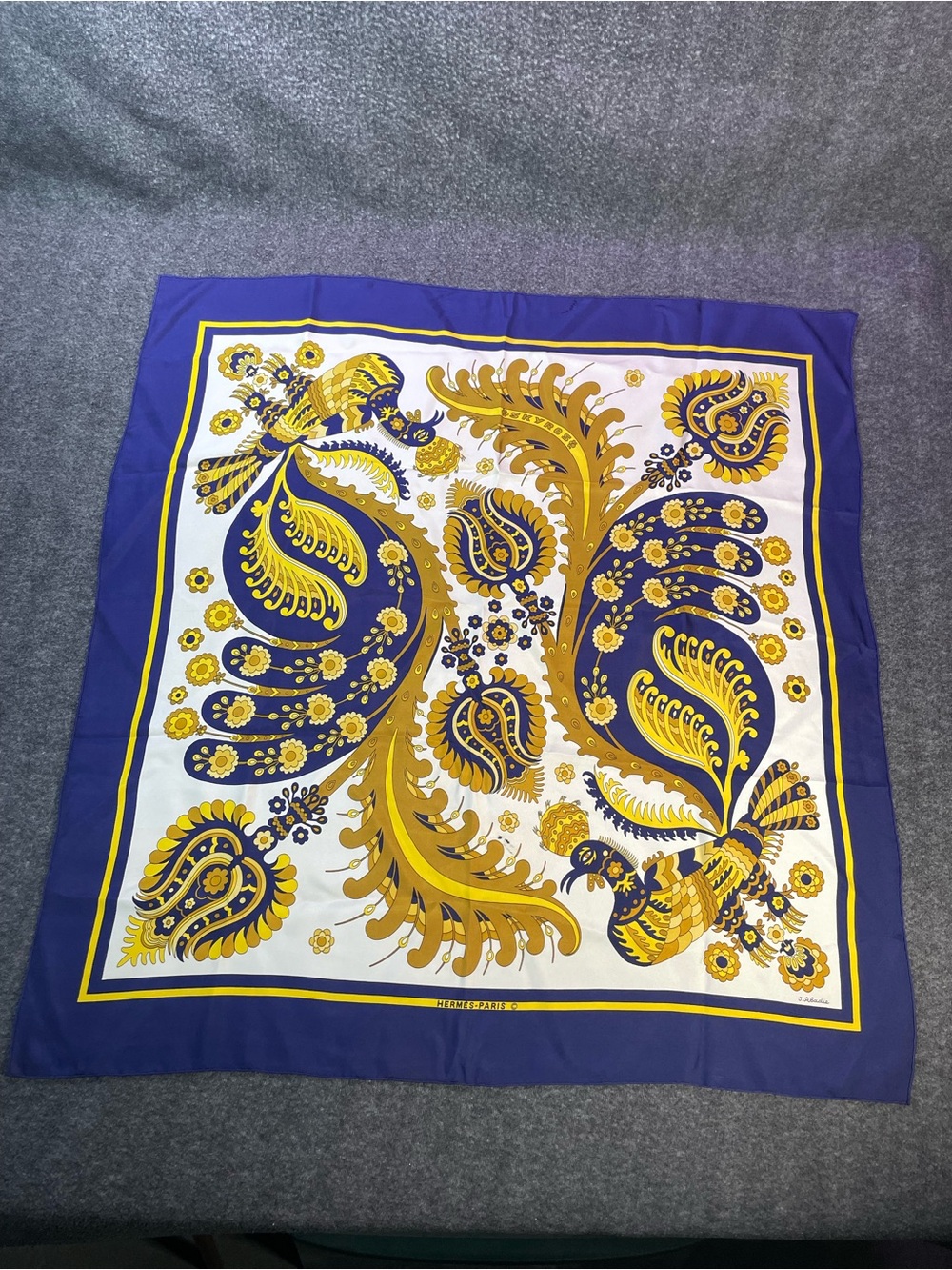 Authentic Vintage Hermès "SKYROS" Scarf Silk Stitched Up See Pictures